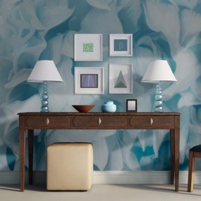 Papier peint intissé panoramique fleurs azalée (bleu) 400x309 cm