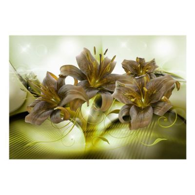 Papier peint intissé panoramique fleurs ecstatic green 200x140 cm
