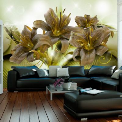 Papier peint intissé panoramique fleurs ecstatic green 200x140 cm