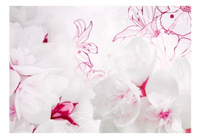 Papier peint intissé panoramique fleurs enveloped in white 150x105 cm
