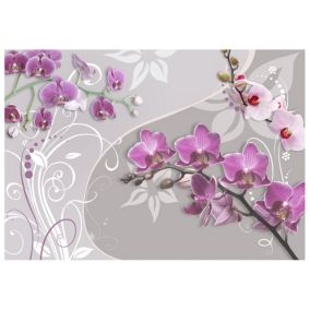 Papier peint intissé panoramique fleurs flight of purple orchids 400x280 cm