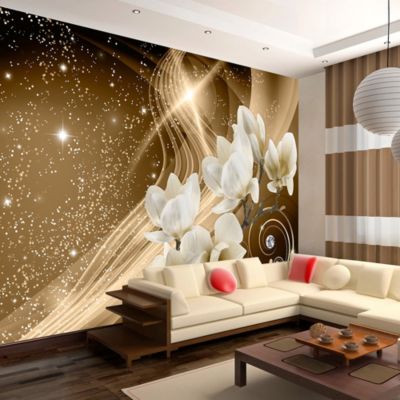Papier peint intissé panoramique fleurs golden milky way 350x245 cm