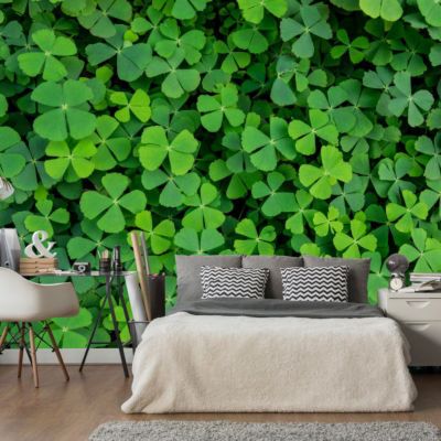 Papier peint intissé panoramique fleurs green clover 400x280 cm
