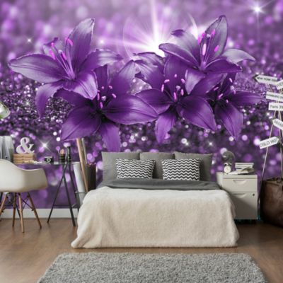 Papier peint intissé panoramique fleurs masterpiece of purple 400x280 cm