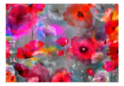 Papier peint intissé panoramique fleurs painted poppies 150x105 cm