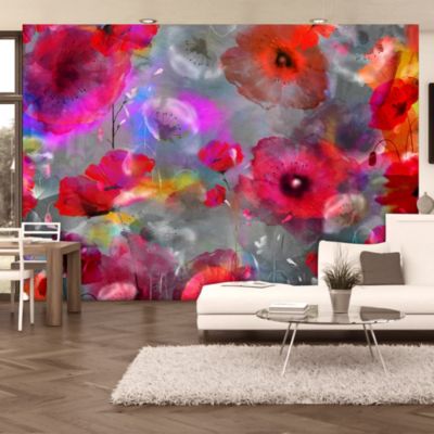 Papier peint intissé panoramique fleurs painted poppies 150x105 cm