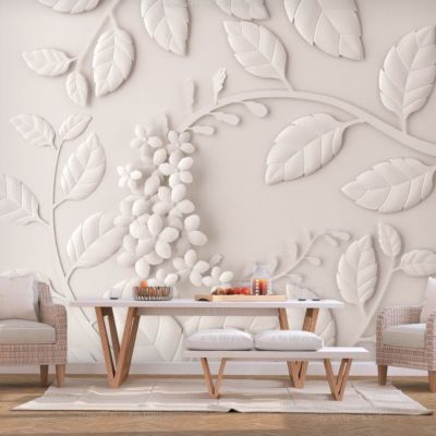 Papier peint intissé panoramique fleurs paper flowers (cream) 200x140 cm