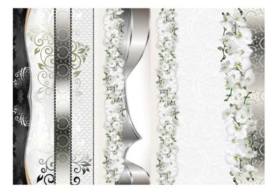 Papier peint intissé panoramique fleurs parade of orchids in shades of gray 400x280 cm
