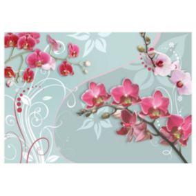 Papier peint intissé panoramique fleurs pink orchids - variation ii 400x280 cm