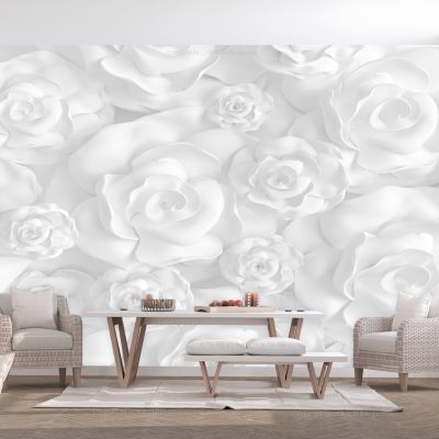 Papier peint intissé panoramique fleurs plaster flowers 300x210 cm