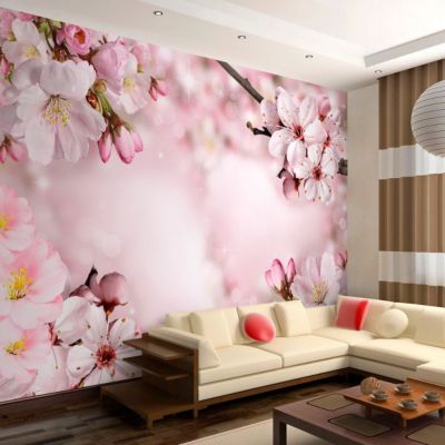 Papier peint intissé panoramique fleurs spring cherry blossom 300x210 cm