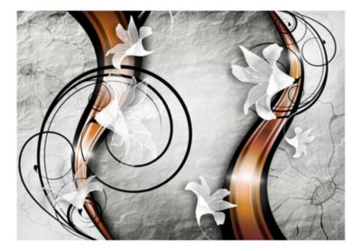 Papier peint intissé panoramique lily on a stone 200x140 cm