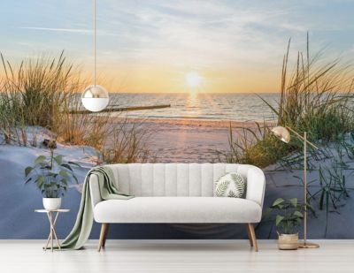 Papier Peint Intissé Panoramique Mer Plage Paysage Nature 350x250 cm ...