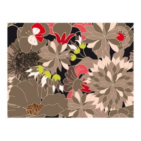 Papier peint intissé panoramique motif floral - gris 200x154 cm