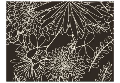 Papier peint intissé panoramique motif floral noir et blanc 350x270 cm