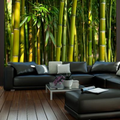 Papier peint intissé panoramique orient forêt de bambous asiatique 200x154 cm