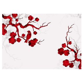 Papier peint intissé panoramique orient red bush 300x210 cm