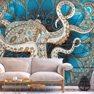 Papier peint intissé panoramique orient zen octopus 300x210 cm