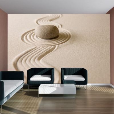 Papier peint intissé panoramique orient zen sand garden 300x231 cm