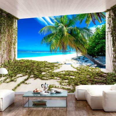 Papier peint intissé panoramique paysage beach and ivy 100x70 cm