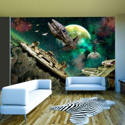 Papier peint intissé panoramique paysage flotte spatiale 400x280 cm