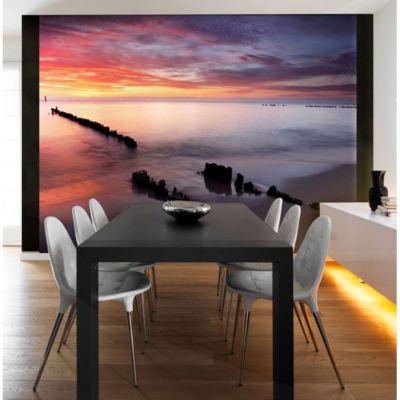 Papier peint intissé panoramique paysage lever du soleil sur la mer baltique 250x193 cm