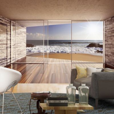 Papier peint intissé panoramique paysage meeting at the sea 150x105 cm