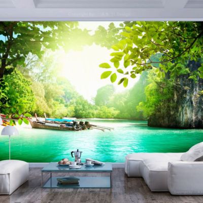 Papier peint intissé panoramique paysage paradis 300x210 cm