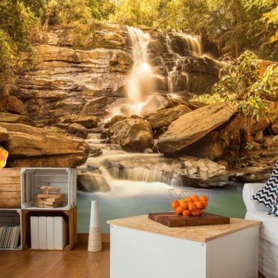 Papier peint intissé panoramique paysage sunny waterfall 300x210 cm