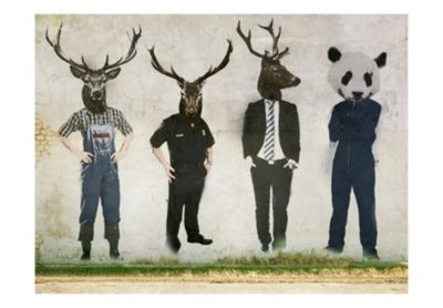 Papier peint intissé panoramique personnes man or animal 300x231 cm
