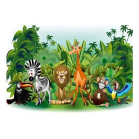 Papier peint intissé panoramique pour enfants jungle animals 100x70 cm