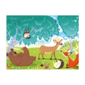 Papier peint intissé panoramique pour enfants les animaux du bois de quat sous 400x309 cm