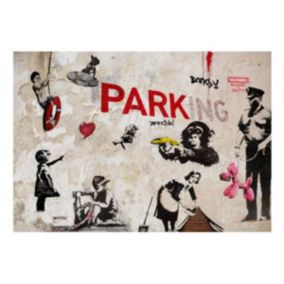 Papier peint intissé panoramique street art banksy graffiti collage 300x210 cm