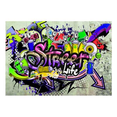 Papier peint intissé panoramique street art colourful cooperation 300x210 cm