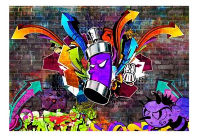 Papier peint intissé panoramique street art graffiti: colourful attack 300x210 cm