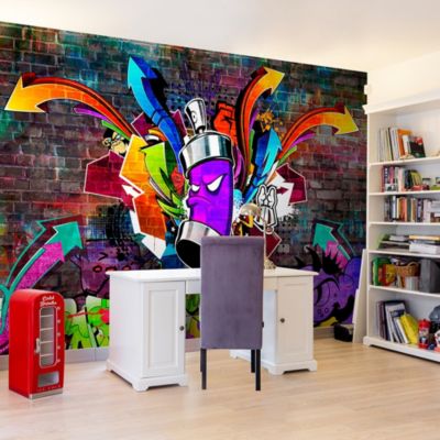 Papier peint intissé panoramique street art graffiti: colourful attack 300x210 cm