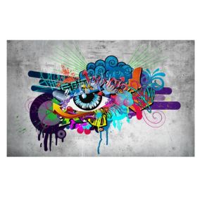 Papier peint intissé panoramique street art graffiti eye 300x210 cm