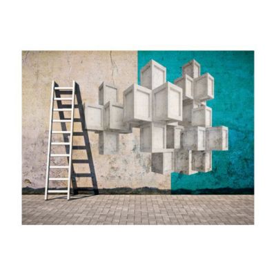 Papier peint intissé panoramique street art : illusion d'optique 300x231 cm