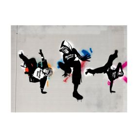 Papier peint intissé panoramique street art monkey dance - street art 400x309 cm