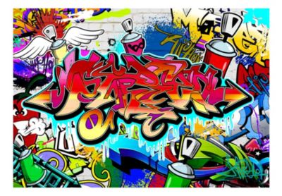 Papier peint intissé panoramique street art street art:red theme 100x70 cm