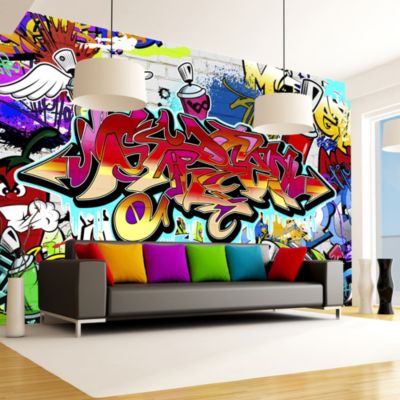 Papier peint intissé panoramique street art street art:red theme 100x70 cm