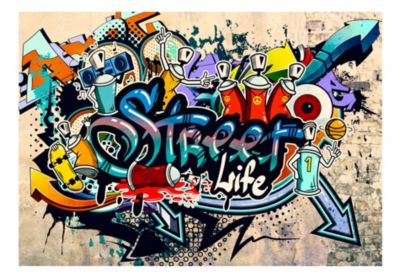 Papier peint intissé panoramique street art street life 300x210 cm