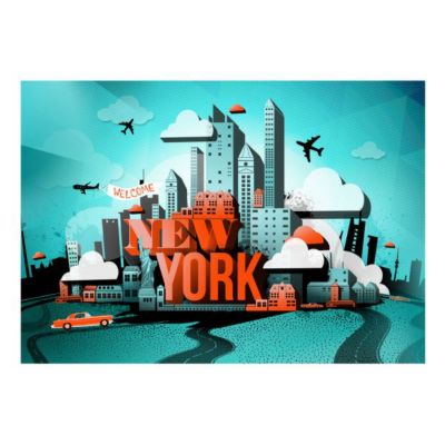 Papier peint intissé panoramique street art welcome new york 150x105 cm