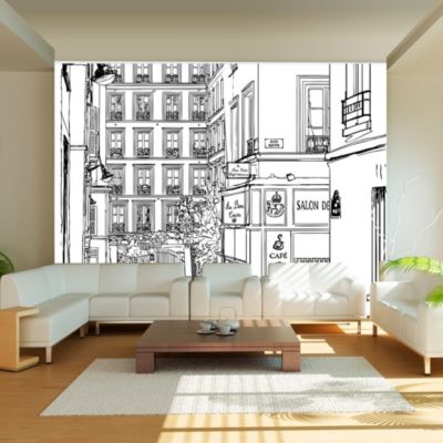 Papier peint intissé panoramique ville et architecture a walk through parisian streets 200x154 cm