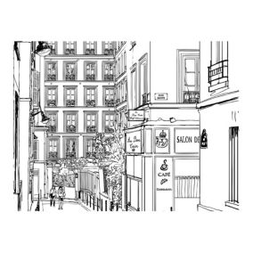 Papier peint intissé panoramique ville et architecture a walk through parisian streets 350x270 cm