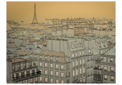 Papier peint intissé panoramique ville et architecture bonne nuit paris 200x154 cm