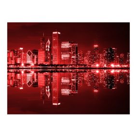 Papier peint intissé panoramique ville et architecture chicago couleur du vin rouge 400x309 cm