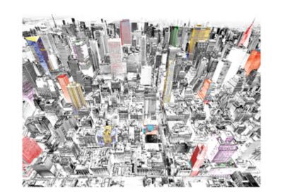 Papier peint intissé panoramique ville et architecture new york en bande dessinée 200x154 cm