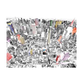 Papier peint intissé panoramique ville et architecture new york en bande dessinée 350x270 cm