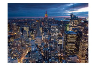 Papier peint intissé panoramique ville et architecture new york - nuit 350x270 cm